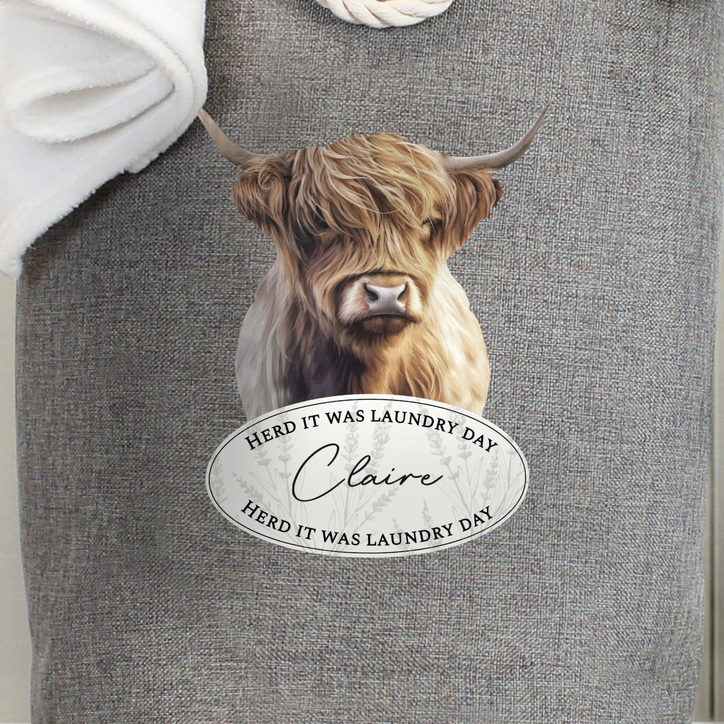 Personalised Highland Cow Laundry Bag - MK&JD Gifts