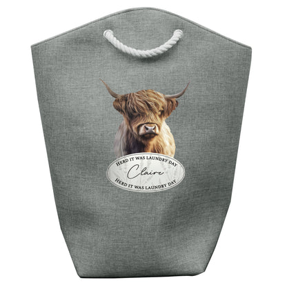 Personalised Highland Cow Laundry Bag - MK&JD Gifts