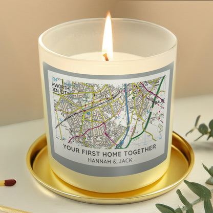 Personalised Present Day Map Compass Scented Jar Candle - MK&JD Gifts