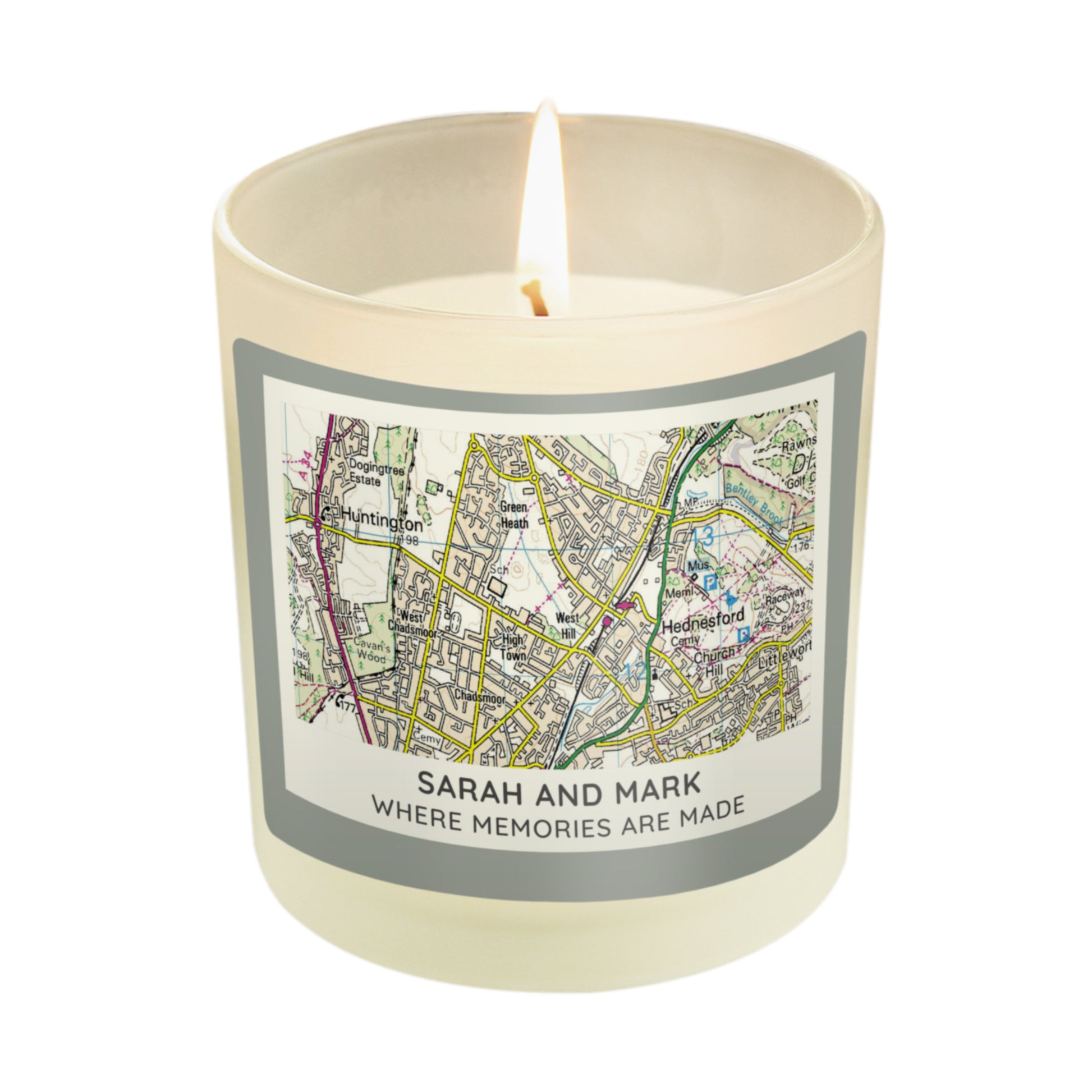 Personalised Present Day Map Compass Scented Jar Candle - MK&JD Gifts