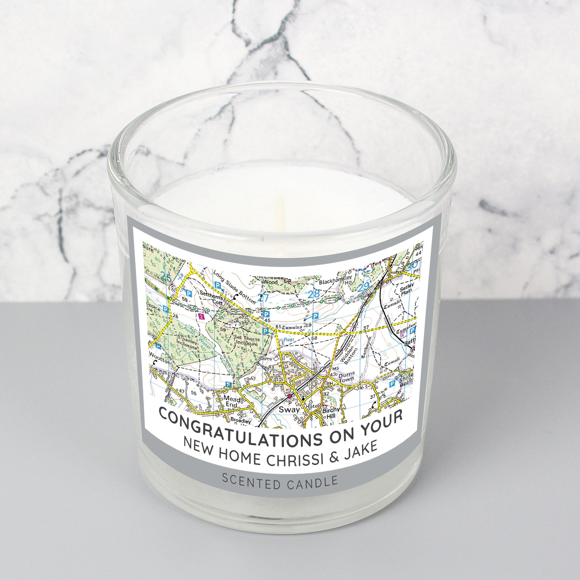 Personalised Present Day Map Compass Scented Jar Candle - MK&JD Gifts