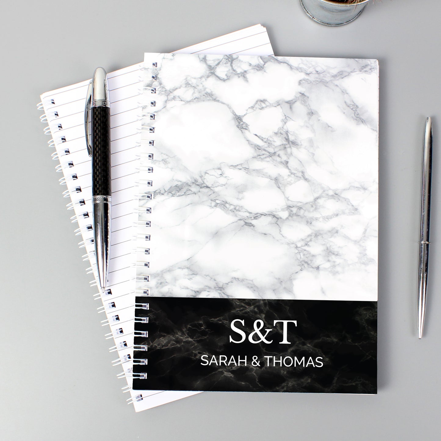 Personalised Marble Effect A5 Notebook - MK&JD Gifts