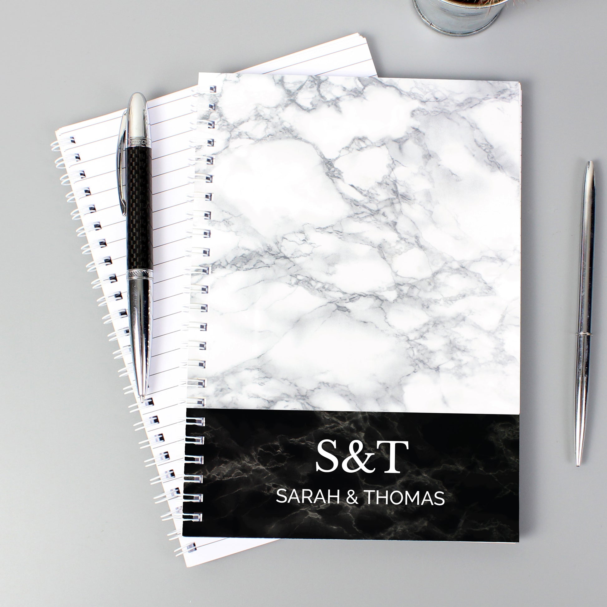Personalised Marble Effect A5 Notebook - MK&JD Gifts