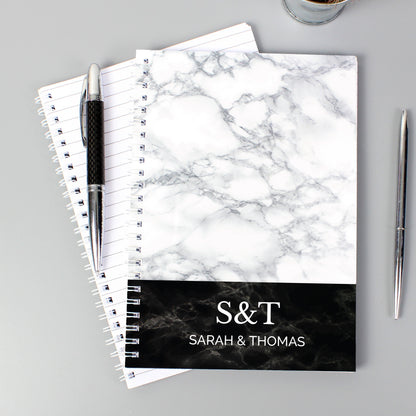 Personalised Marble Effect A5 Notebook - MK&JD Gifts