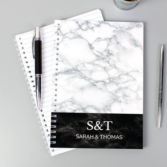 Personalised Marble Effect A5 Notebook - MK&JD Gifts