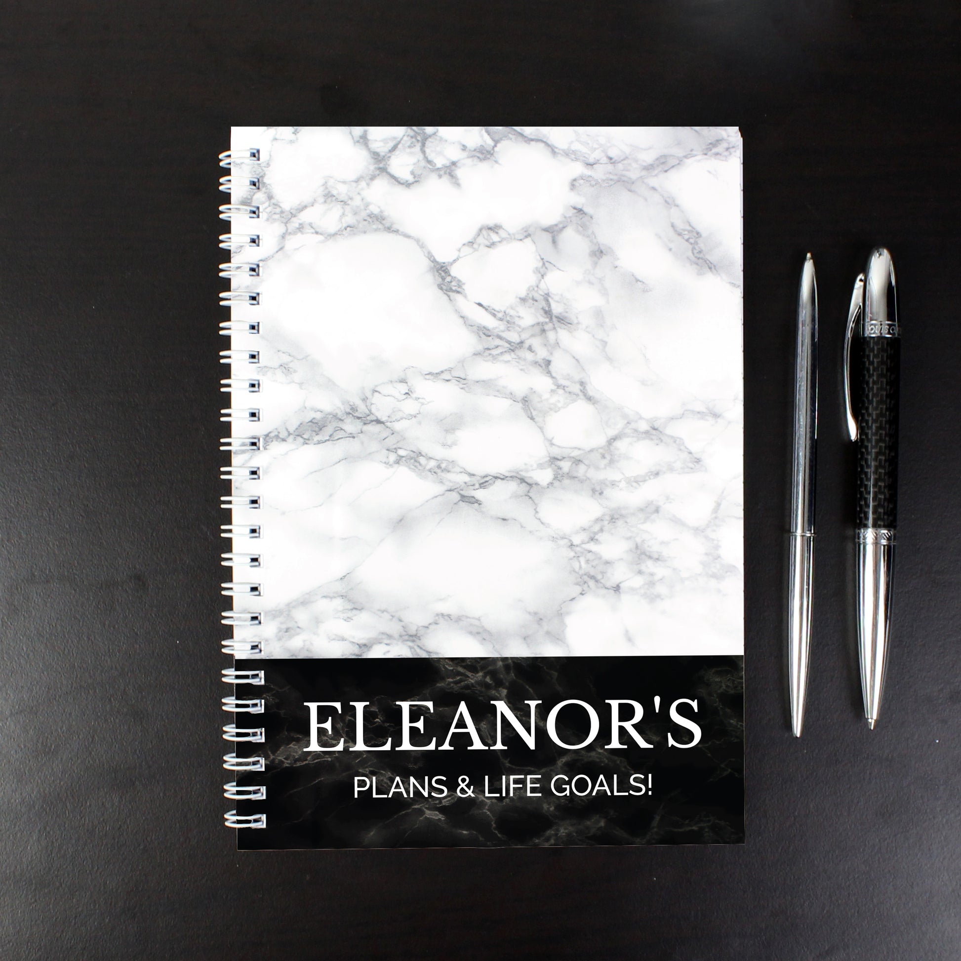 Personalised Marble Effect A5 Notebook - MK&JD Gifts