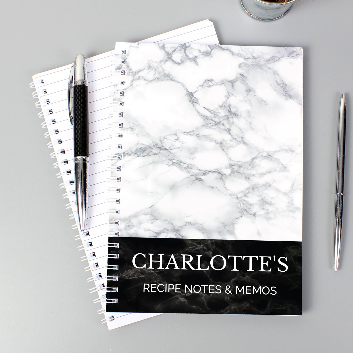 Personalised Marble Effect A5 Notebook - MK&JD Gifts