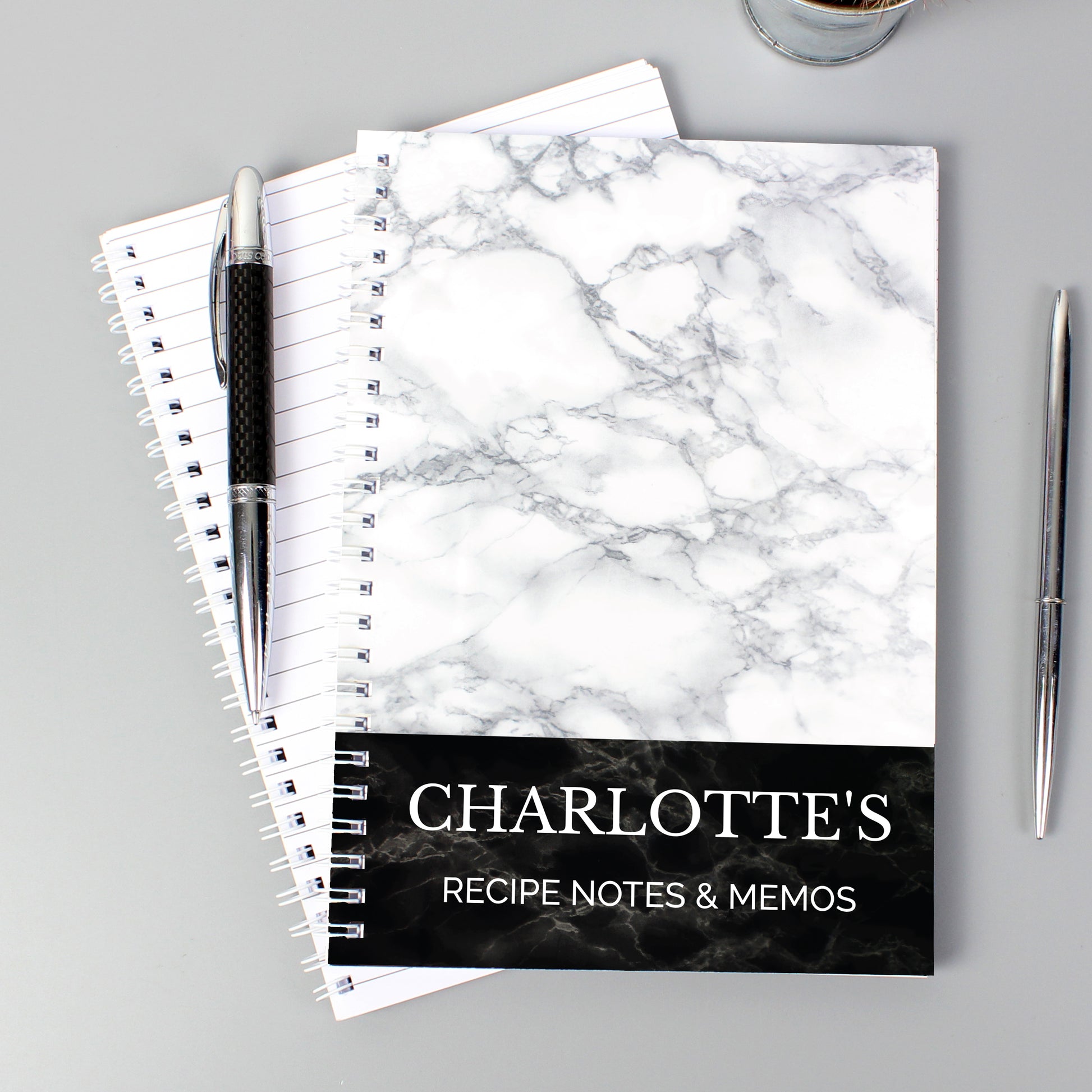 Personalised Marble Effect A5 Notebook - MK&JD Gifts