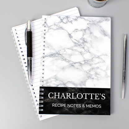 Personalised Marble Effect A5 Notebook - MK&JD Gifts