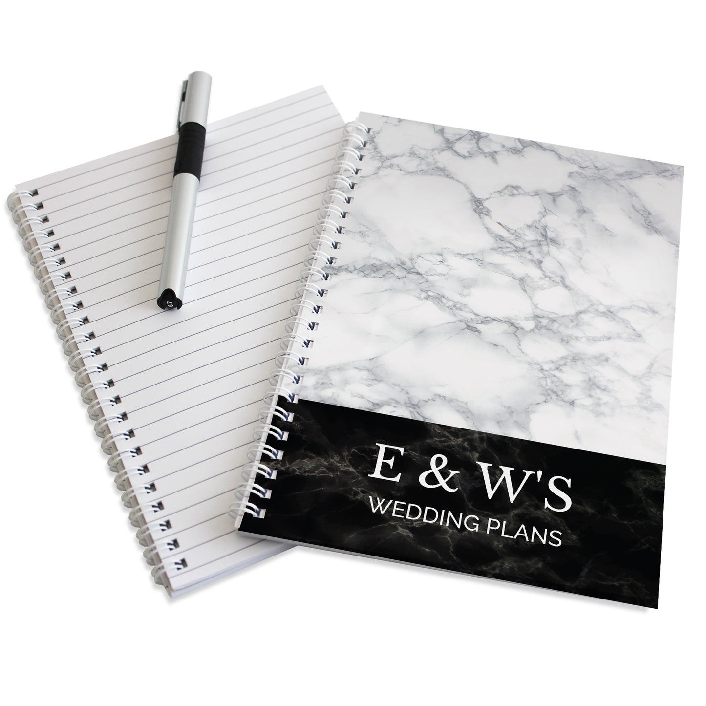 Personalised Marble Effect A5 Notebook - MK&JD Gifts