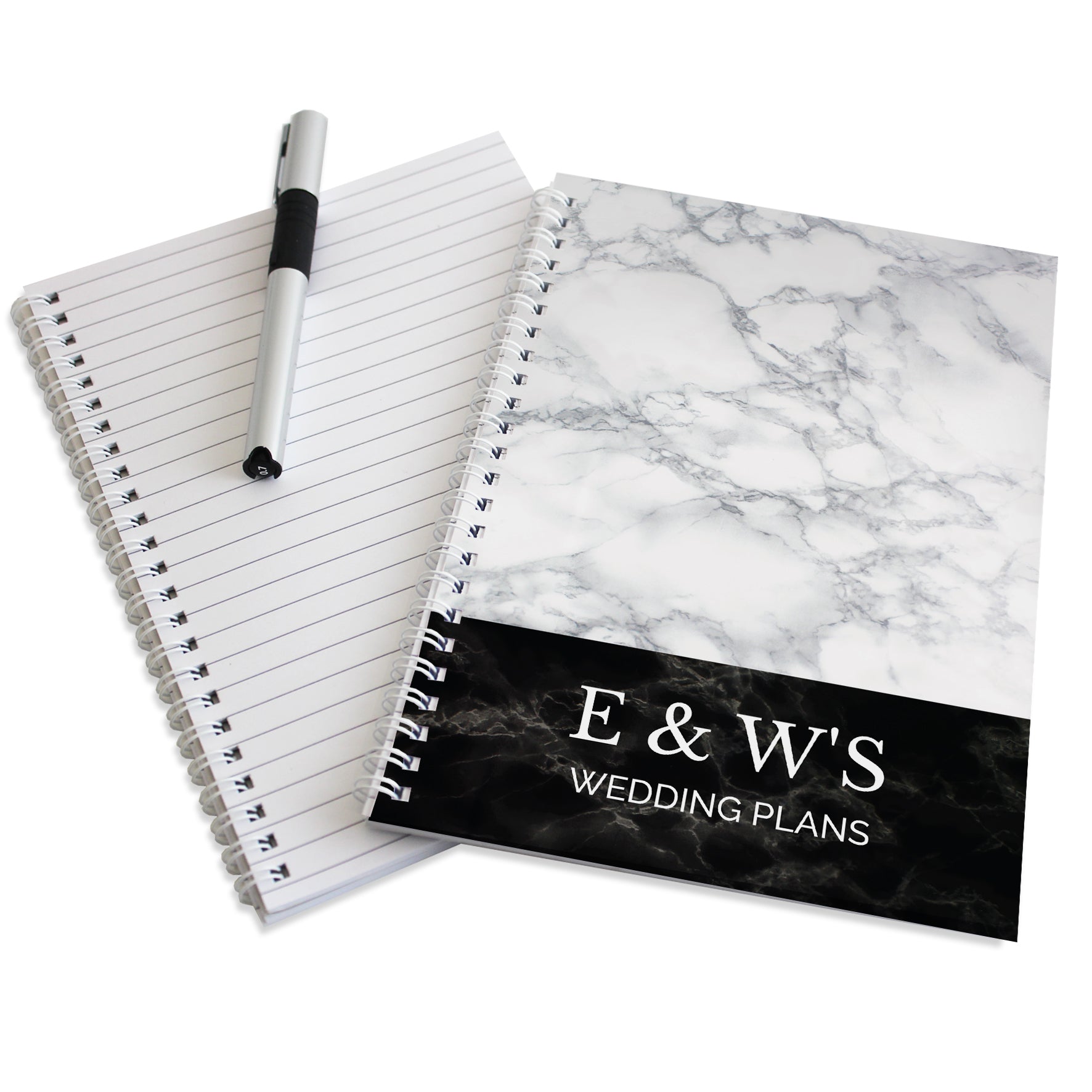Personalised Marble Effect A5 Notebook - MK&JD Gifts