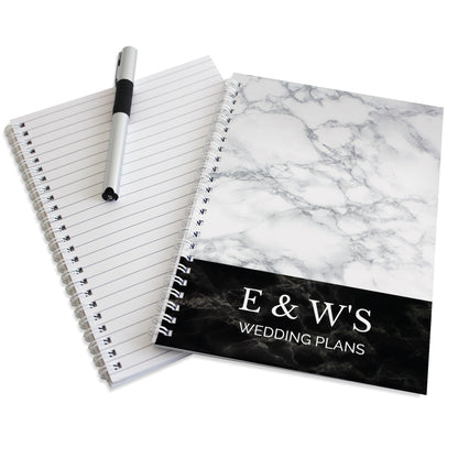 Personalised Marble Effect A5 Notebook - MK&JD Gifts