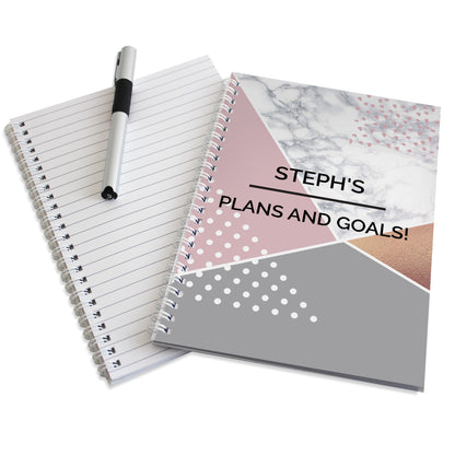 Personalised Geometric A5 Notebook - MK&JD Gifts