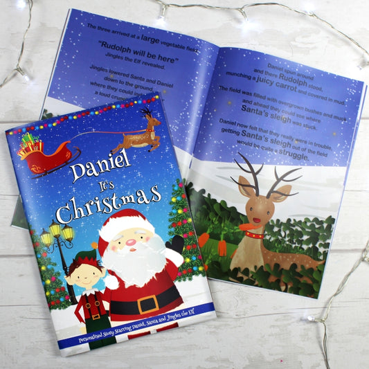Personalised Boys ""It's Christmas"" Story Book, Featuring Santa and his Elf Jingles - MK&JD Gifts