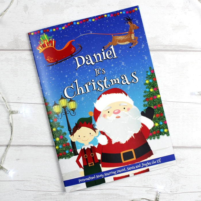 Personalised Boys ""It's Christmas"" Story Book, Featuring Santa and his Elf Jingles - MK&JD Gifts