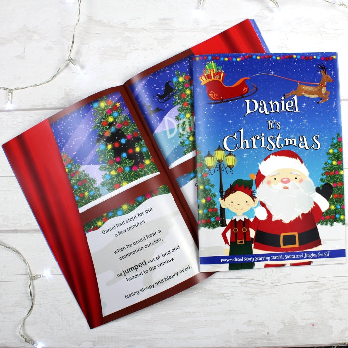 Personalised Boys ""It's Christmas"" Story Book, Featuring Santa and his Elf Jingles - MK&JD Gifts