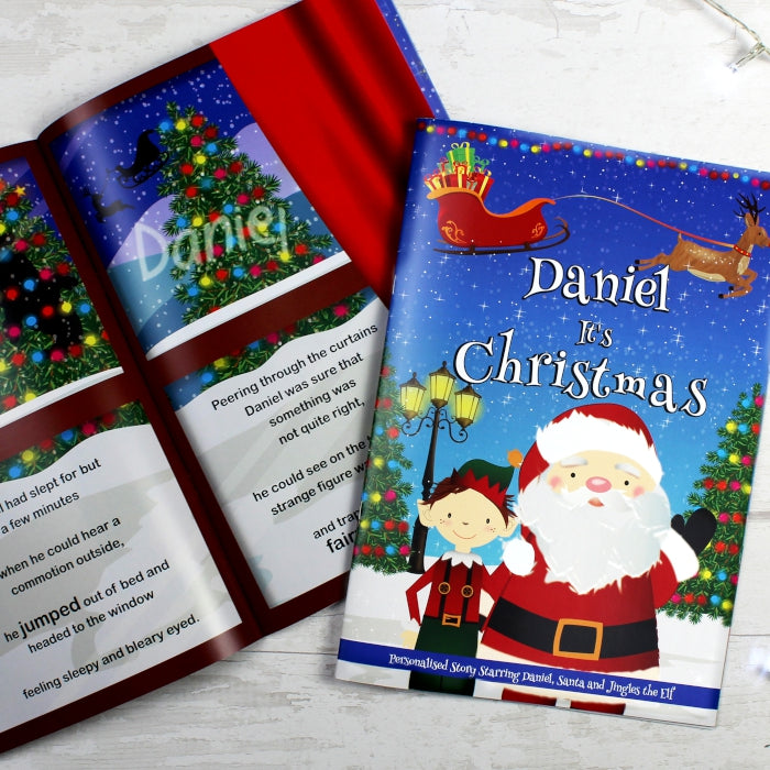 Personalised Boys ""It's Christmas"" Story Book, Featuring Santa and his Elf Jingles - MK&JD Gifts