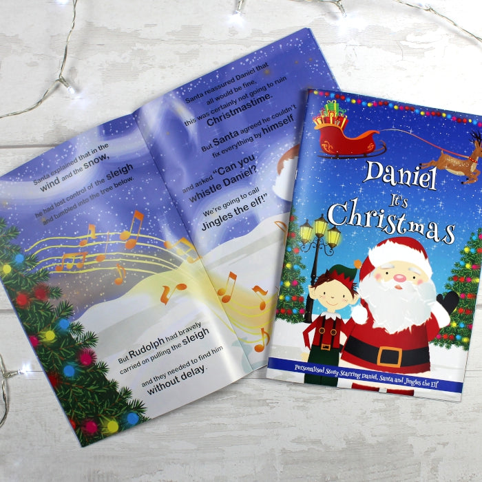 Personalised Boys ""It's Christmas"" Story Book, Featuring Santa and his Elf Jingles - MK&JD Gifts