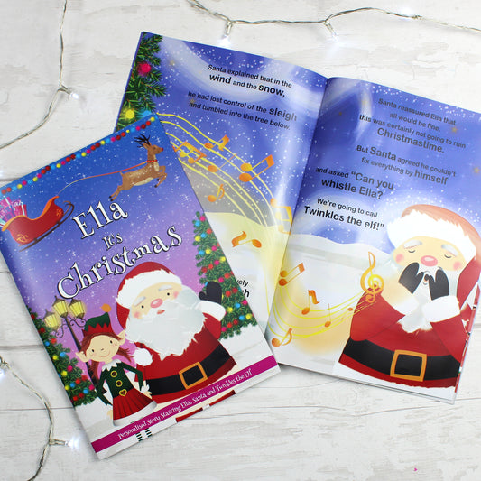 Personalised Girls ""It's Christmas"" Story Book, Featuring Santa and his Elf Twinkles - MK&JD Gifts