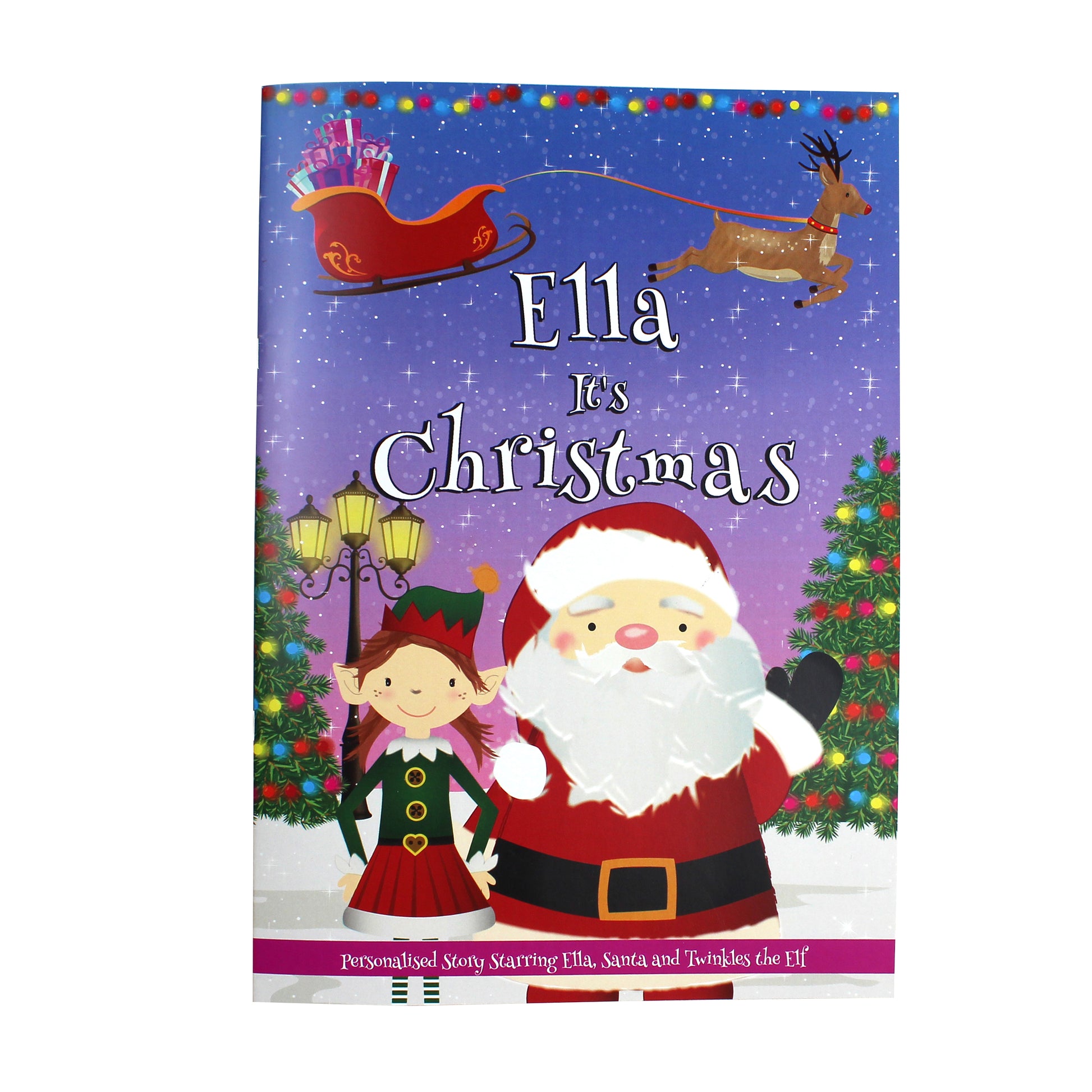 Personalised Girls ""It's Christmas"" Story Book, Featuring Santa and his Elf Twinkles - MK&JD Gifts
