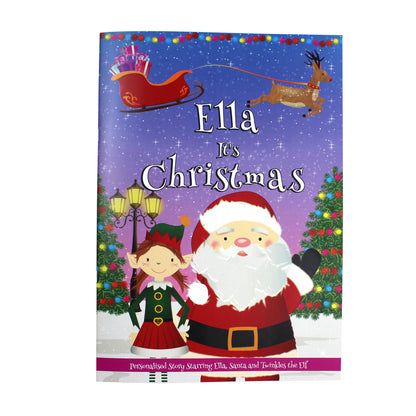 Personalised Girls ""It's Christmas"" Story Book, Featuring Santa and his Elf Twinkles - MK&JD Gifts