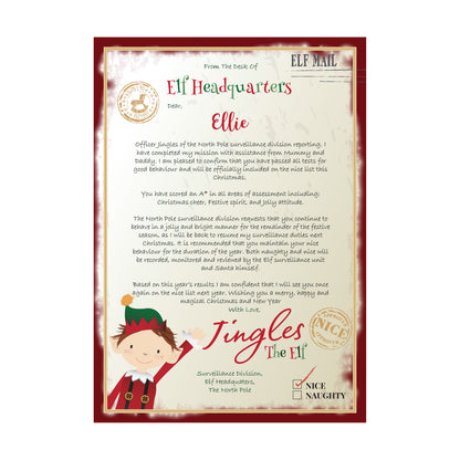 Personalised Elf Surveillance Christmas Letter - MK&JD Gifts