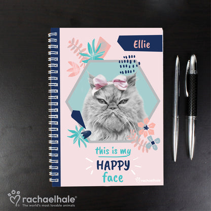 Personalised Rachael Hale 'Happy Face' Cat A5 Notebook - MK&JD Gifts