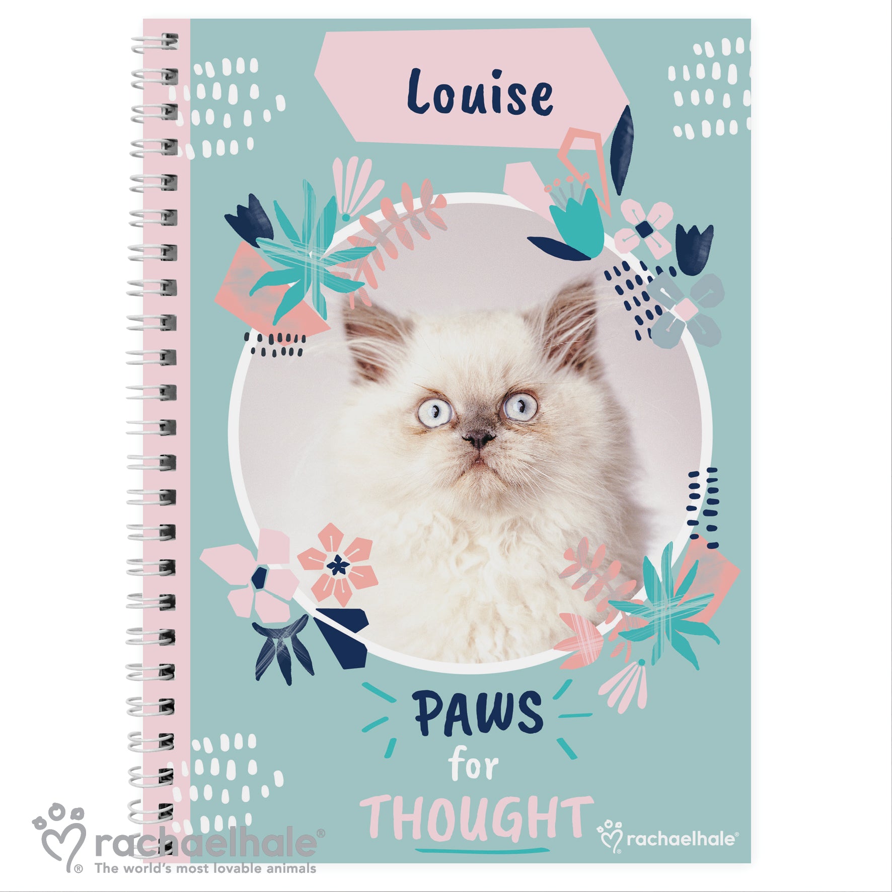 Personalised Rachael Hale 'Paws for Thought' Cat A5 Notebook - MK&JD Gifts