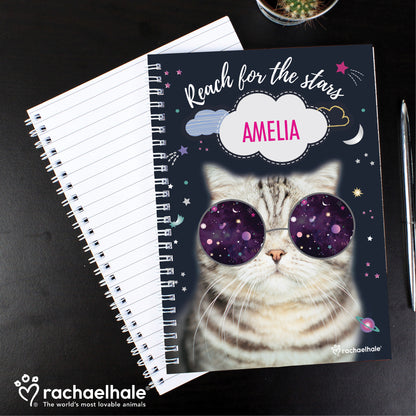 Personalised Rachael Hale Space Cat A5 Notebook - MK&JD Gifts