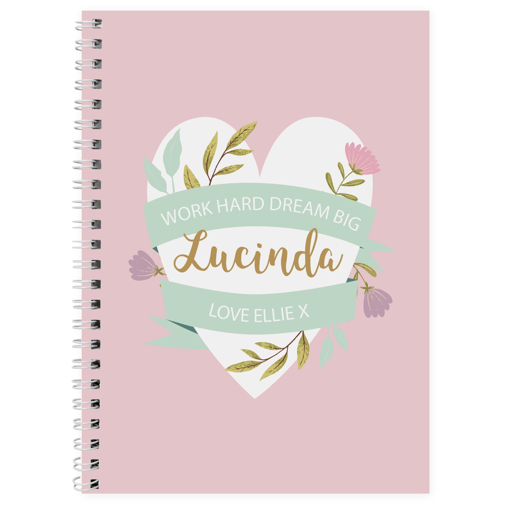 Personalised Floral Heart A5 Notebook - MK&JD Gifts