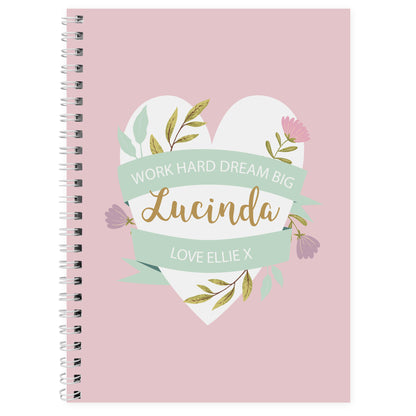 Personalised Floral Heart A5 Notebook - MK&JD Gifts