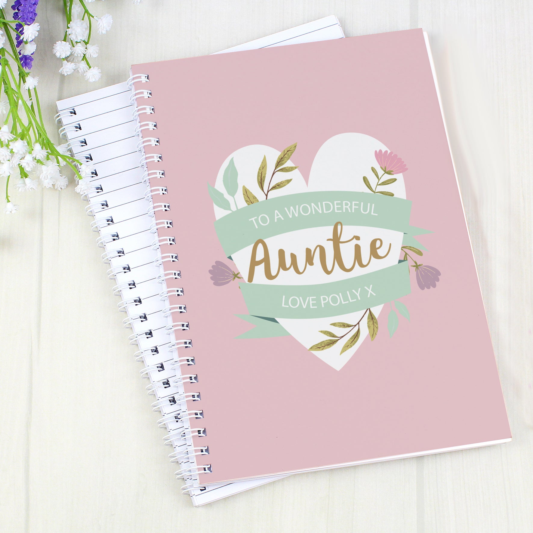 Personalised Floral Heart A5 Notebook - MK&JD Gifts