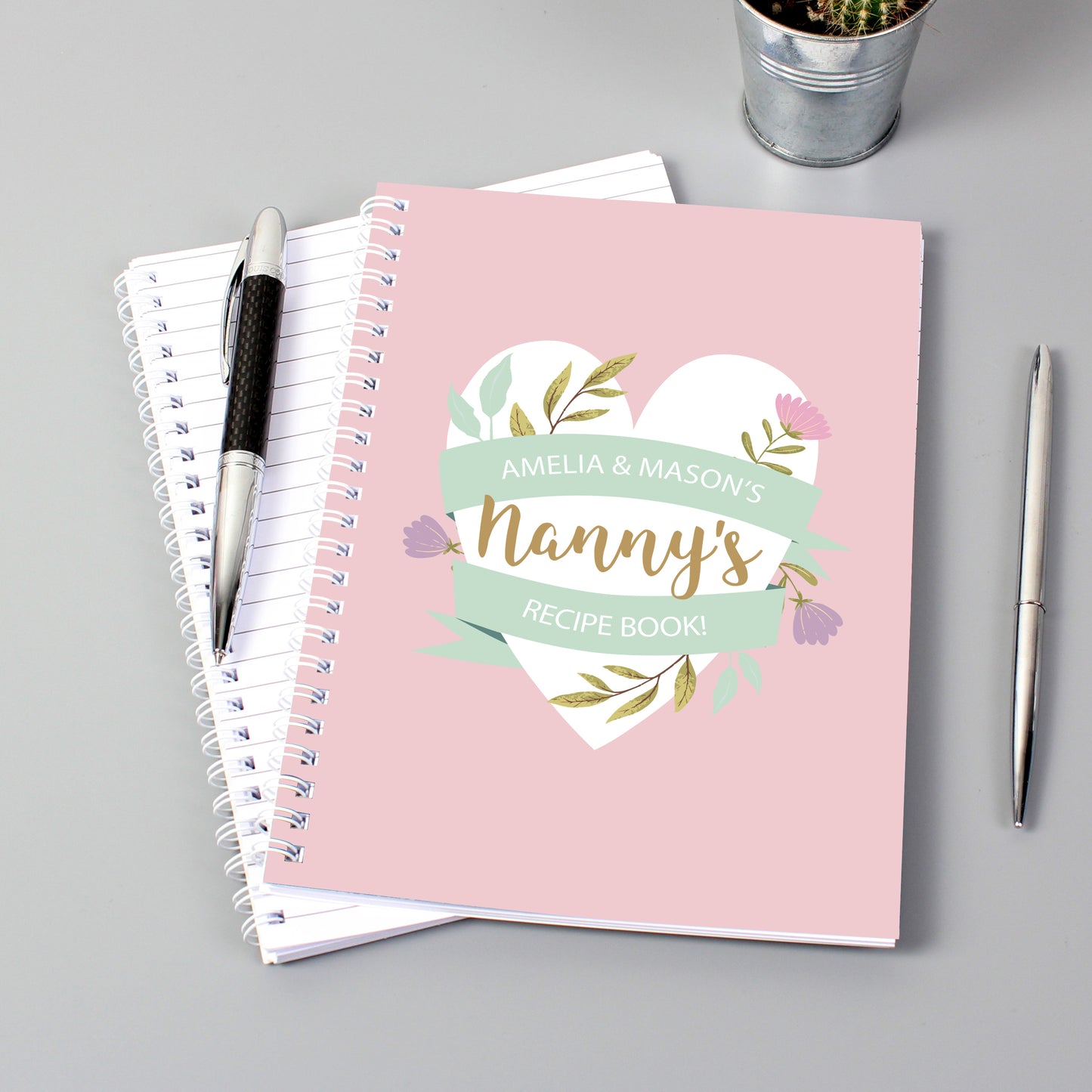 Personalised Floral Heart A5 Notebook - MK&JD Gifts
