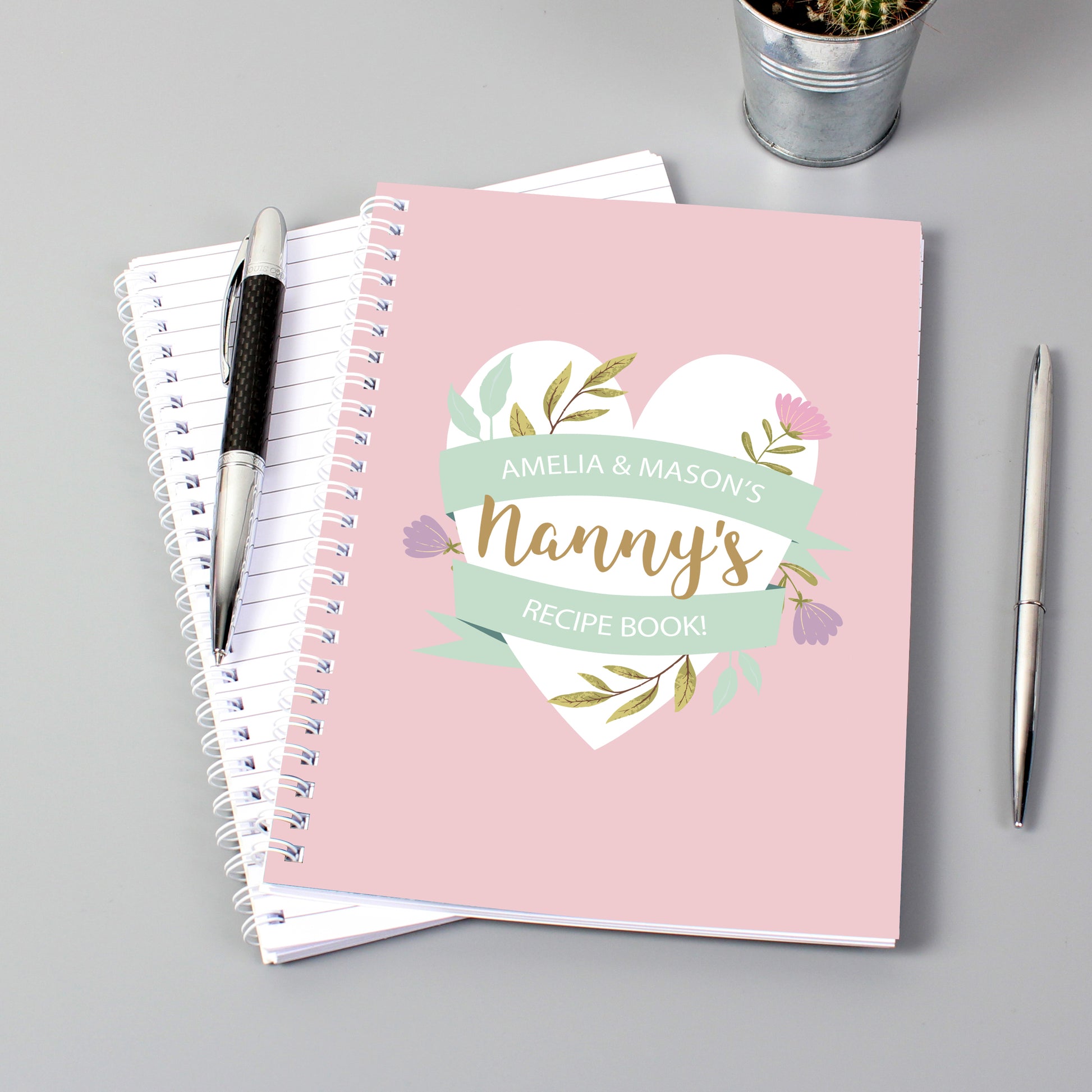 Personalised Floral Heart A5 Notebook - MK&JD Gifts