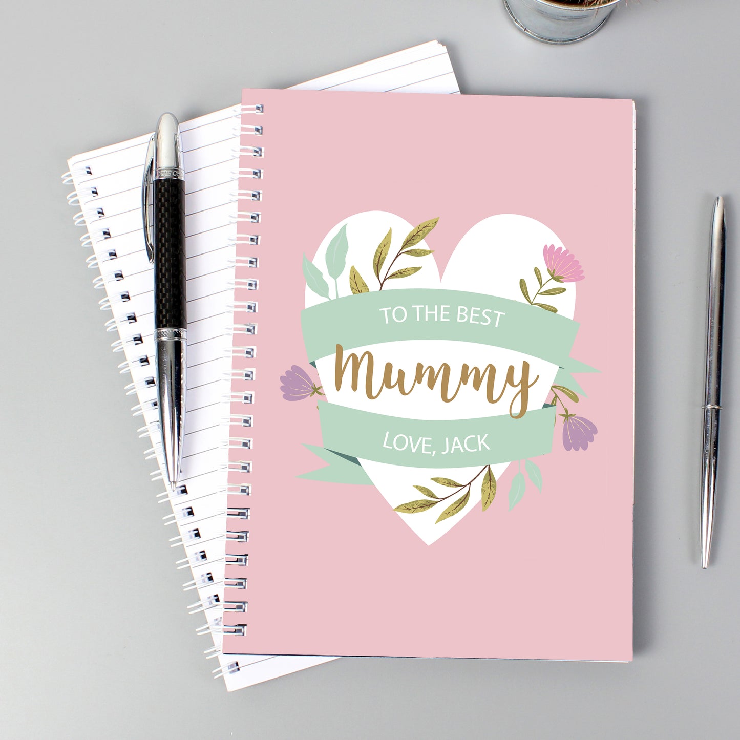 Personalised Floral Heart A5 Notebook - MK&JD Gifts