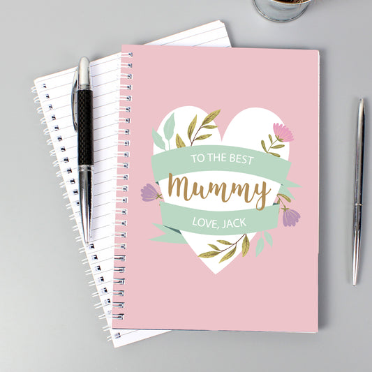 Personalised Floral Heart A5 Notebook - MK&JD Gifts