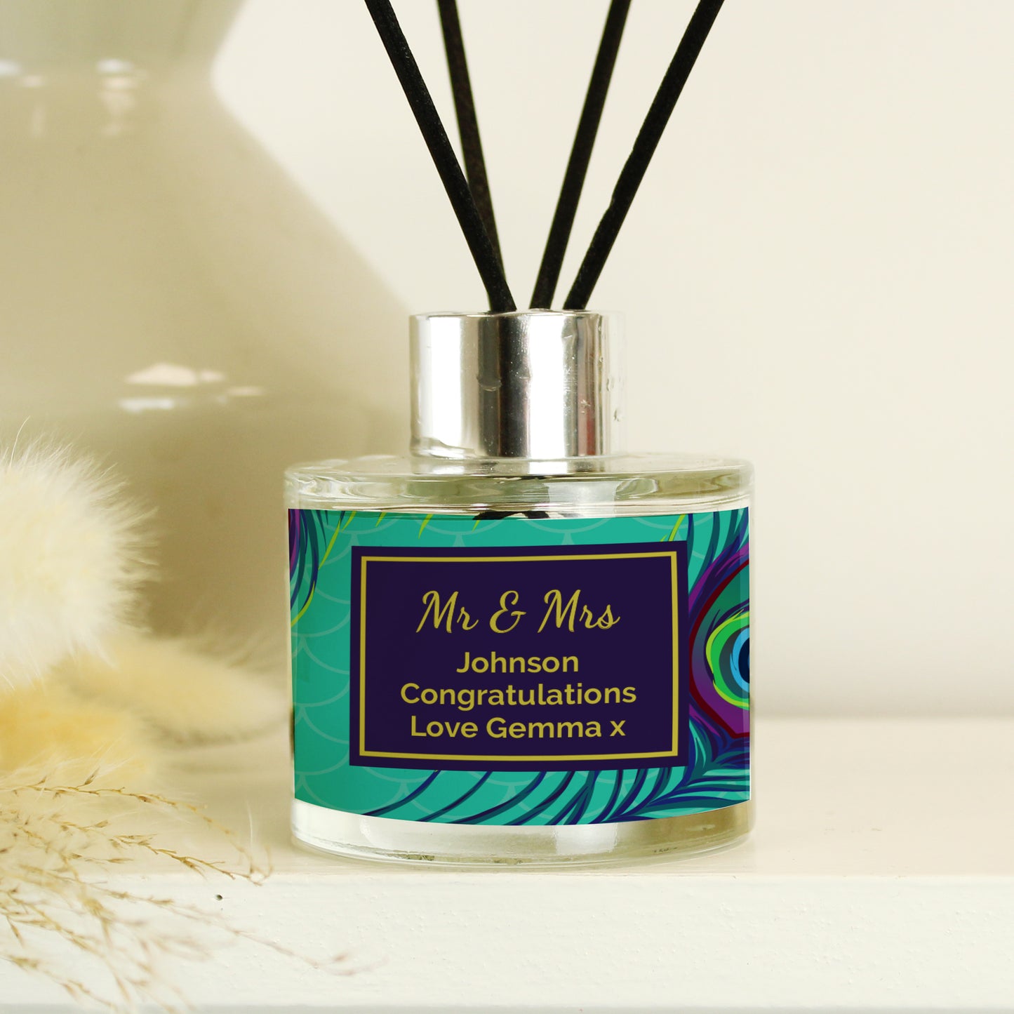 Personalised Peacock Reed Diffuser - MK&JD Gifts