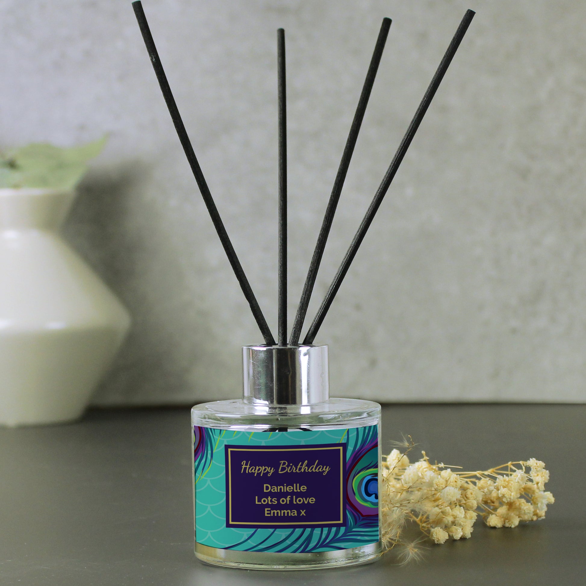Personalised Peacock Reed Diffuser - MK&JD Gifts