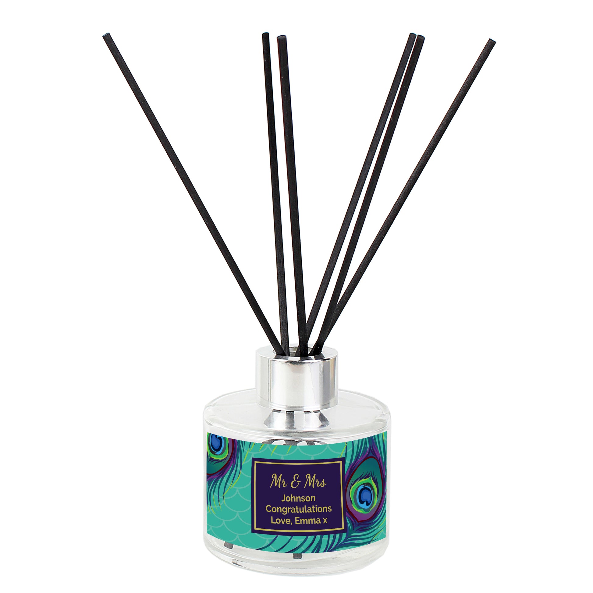 Personalised Peacock Reed Diffuser - MK&JD Gifts
