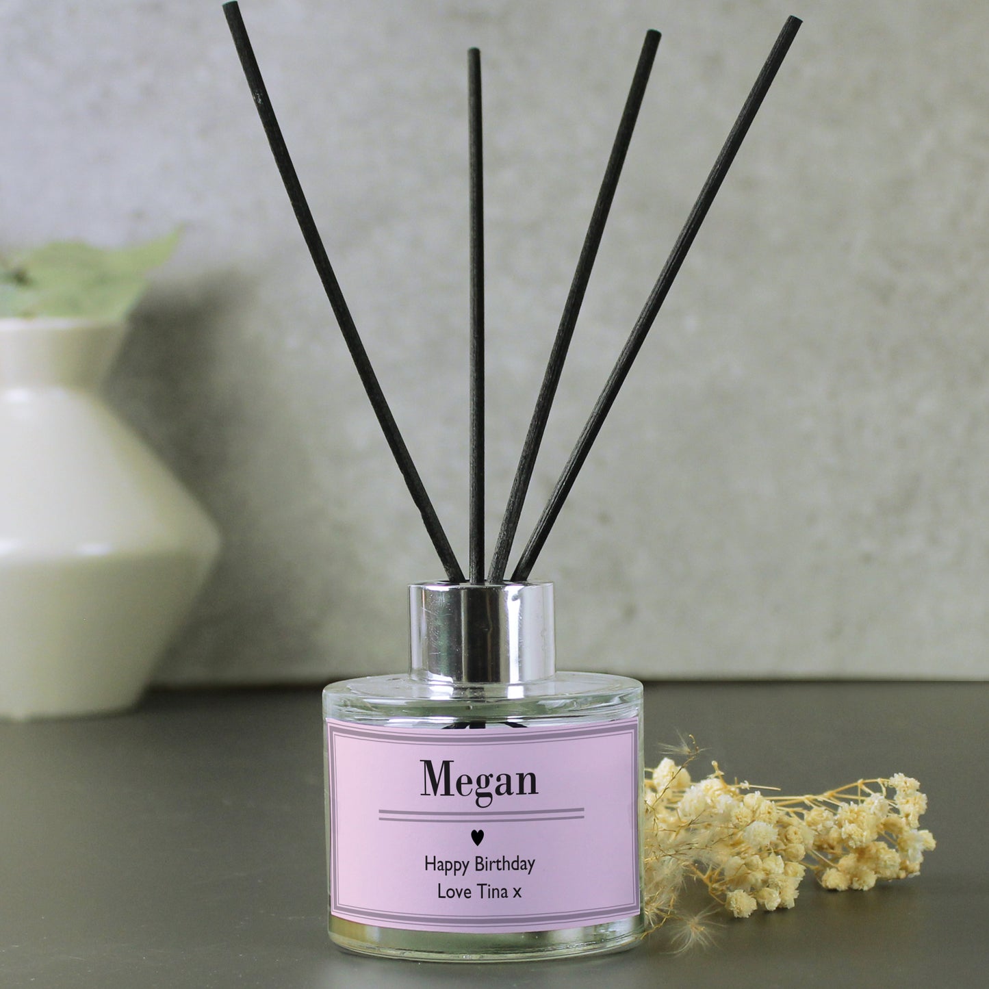 Personalised Classic Pink Reed Diffuser - MK&JD Gifts