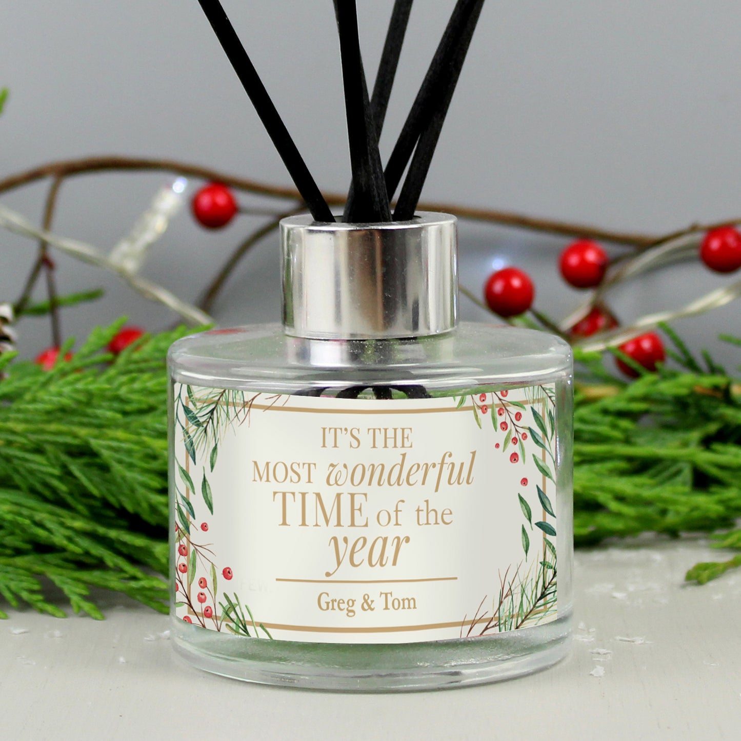 Personalised 'Wonderful Time of The Year' Christmas Reed Diffuser - MK&JD Gifts