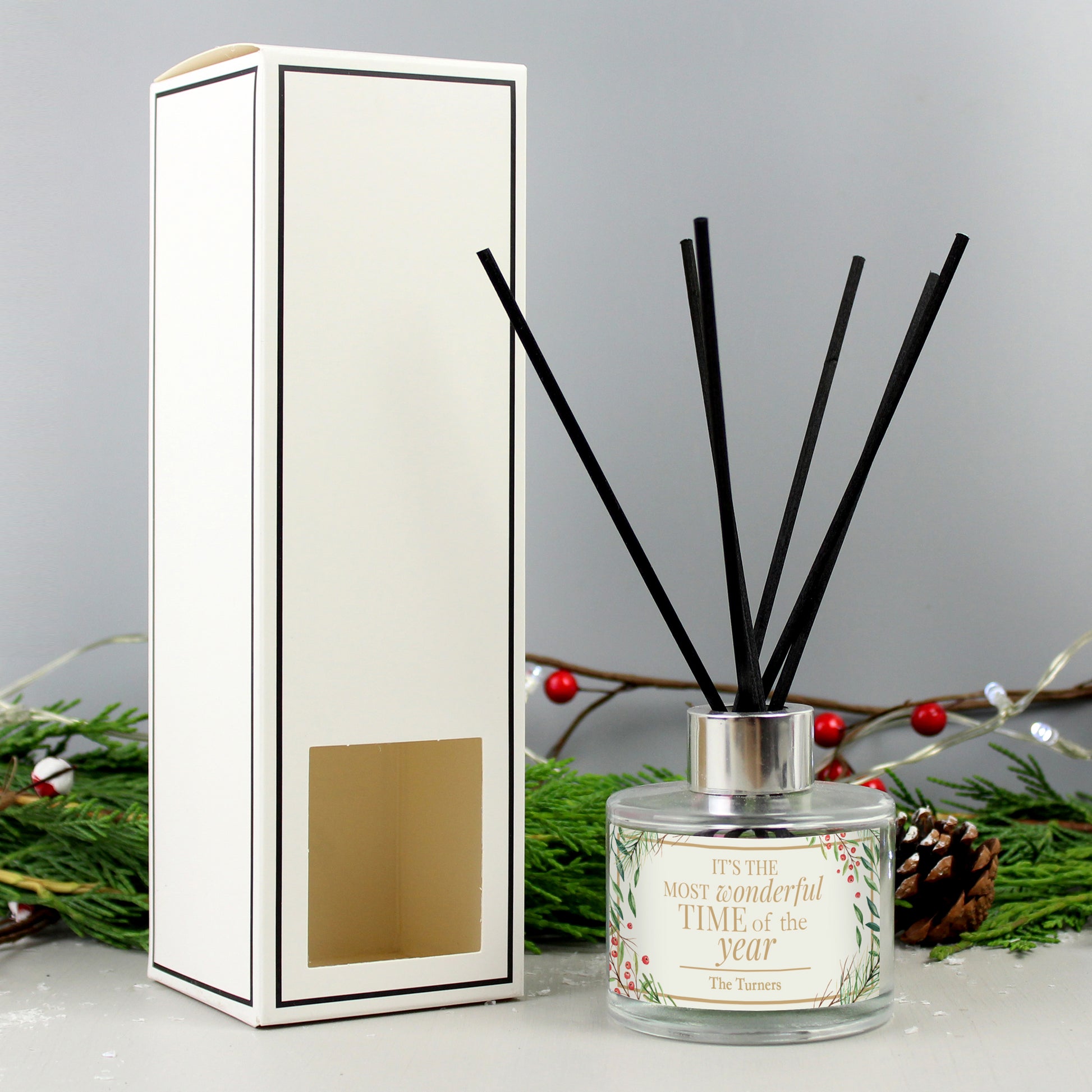 Personalised 'Wonderful Time of The Year' Christmas Reed Diffuser - MK&JD Gifts
