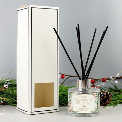 Personalised 'Wonderful Time of The Year' Christmas Reed Diffuser - MK&JD Gifts