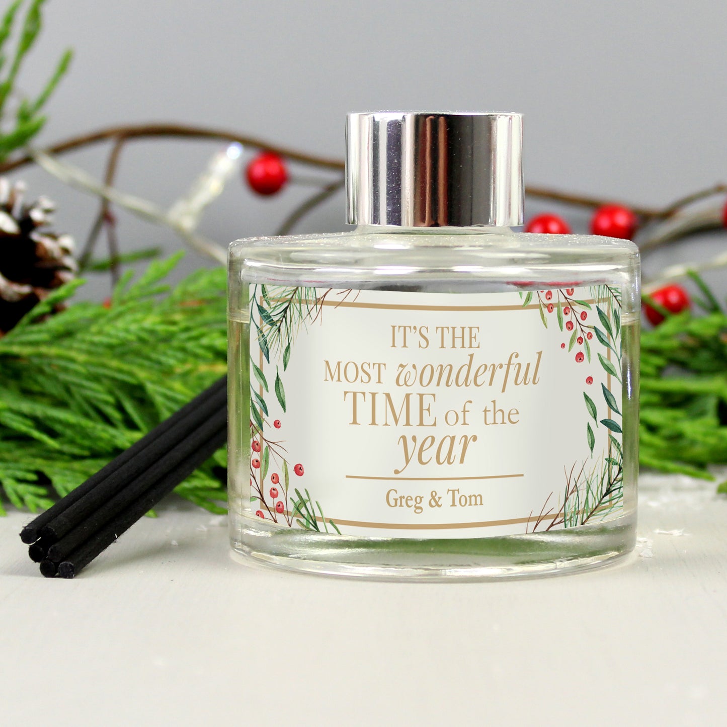 Personalised 'Wonderful Time of The Year' Christmas Reed Diffuser - MK&JD Gifts