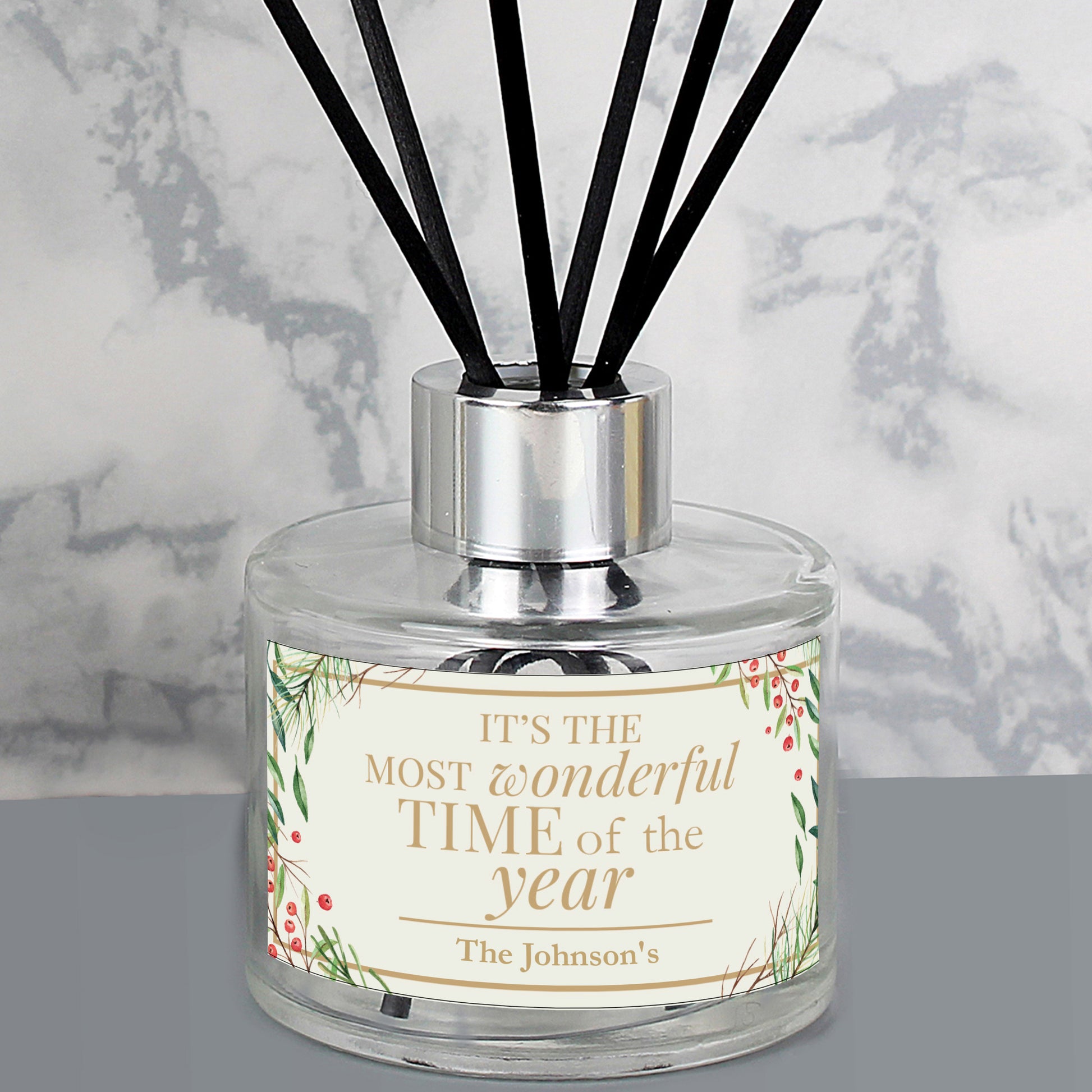 Personalised 'Wonderful Time of The Year' Christmas Reed Diffuser - MK&JD Gifts
