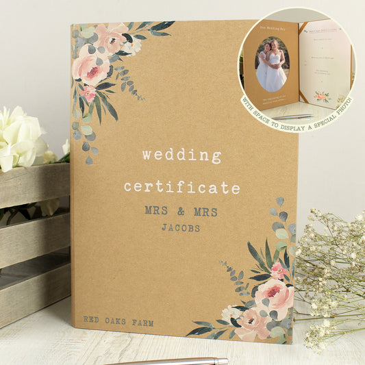 Personalised Wedding Certificate and Photo Display Book