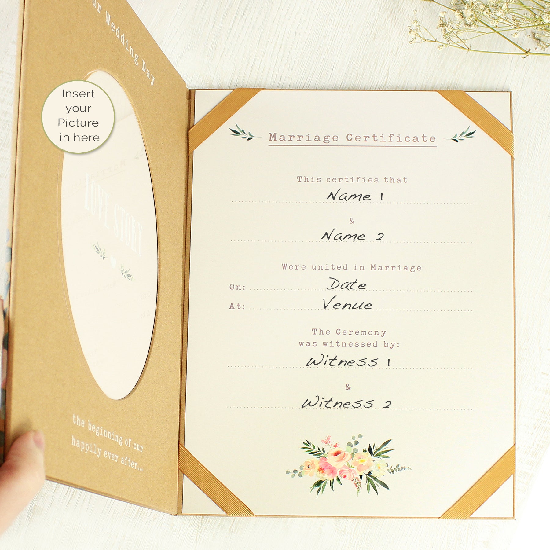 Personalised Wedding Certificate and Photo Display Book - MK&JD Gifts