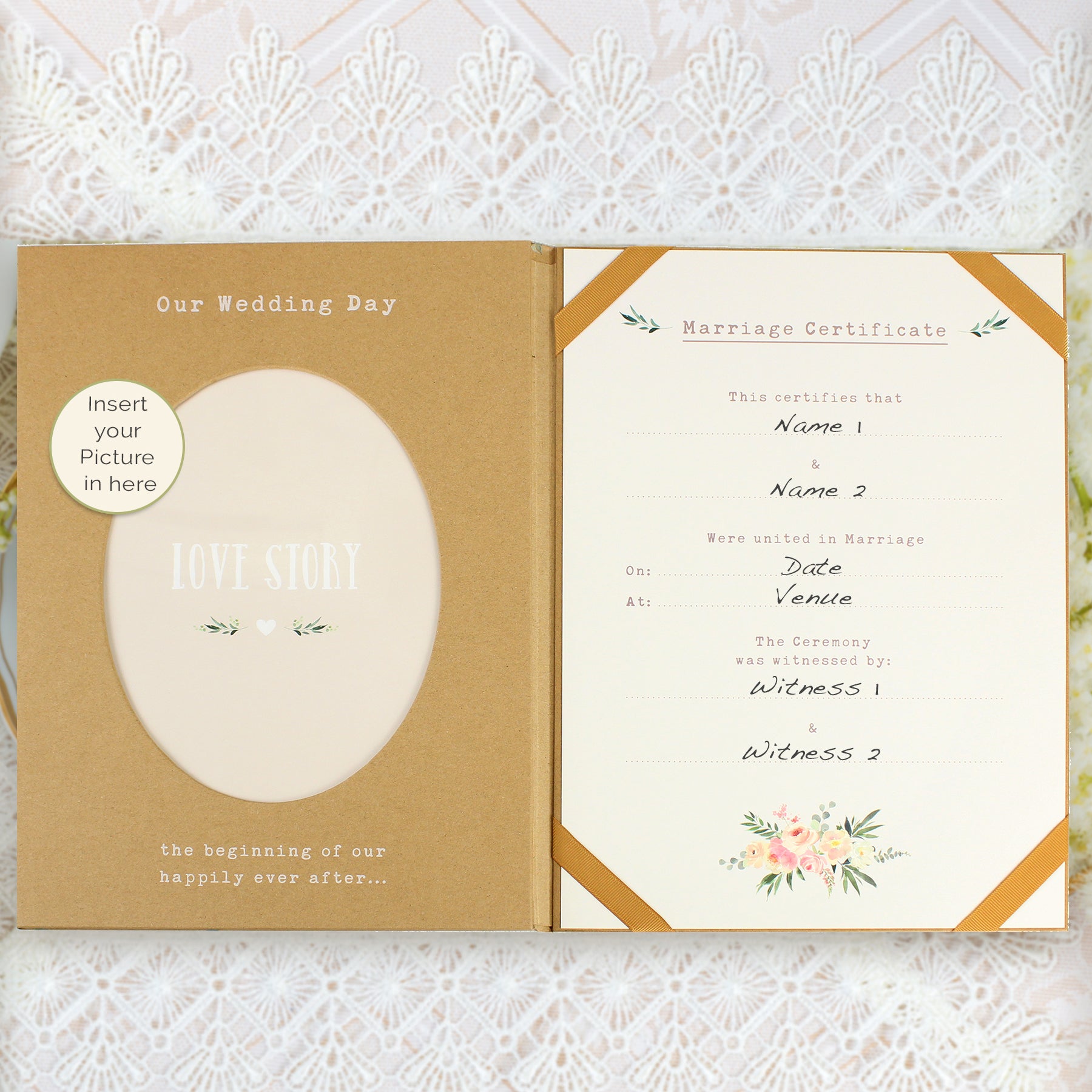 Personalised Wedding Certificate and Photo Display Book - MK&JD Gifts