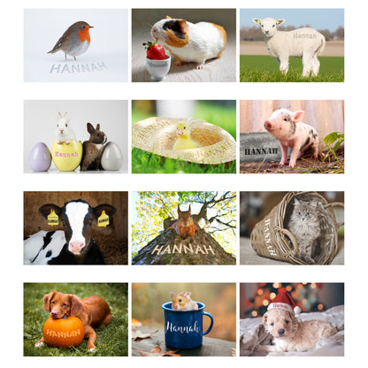 Personalised A4 Cute Animals Calendar - MK&JD Gifts