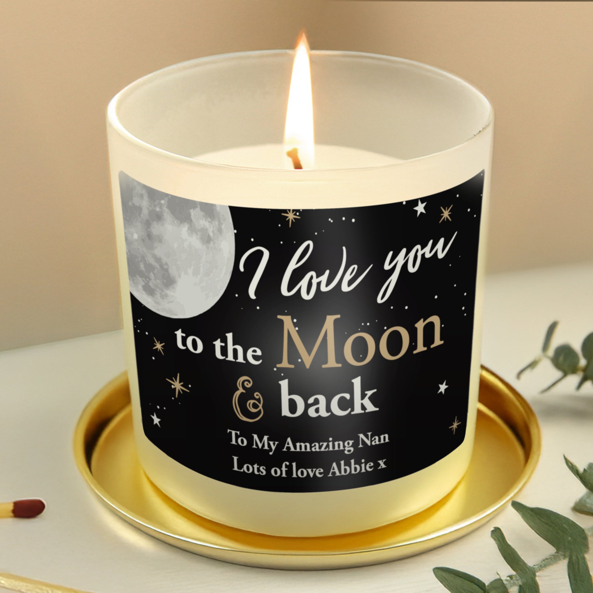 Personalised Moon & Back Scented Jar Candle - MK&JD Gifts